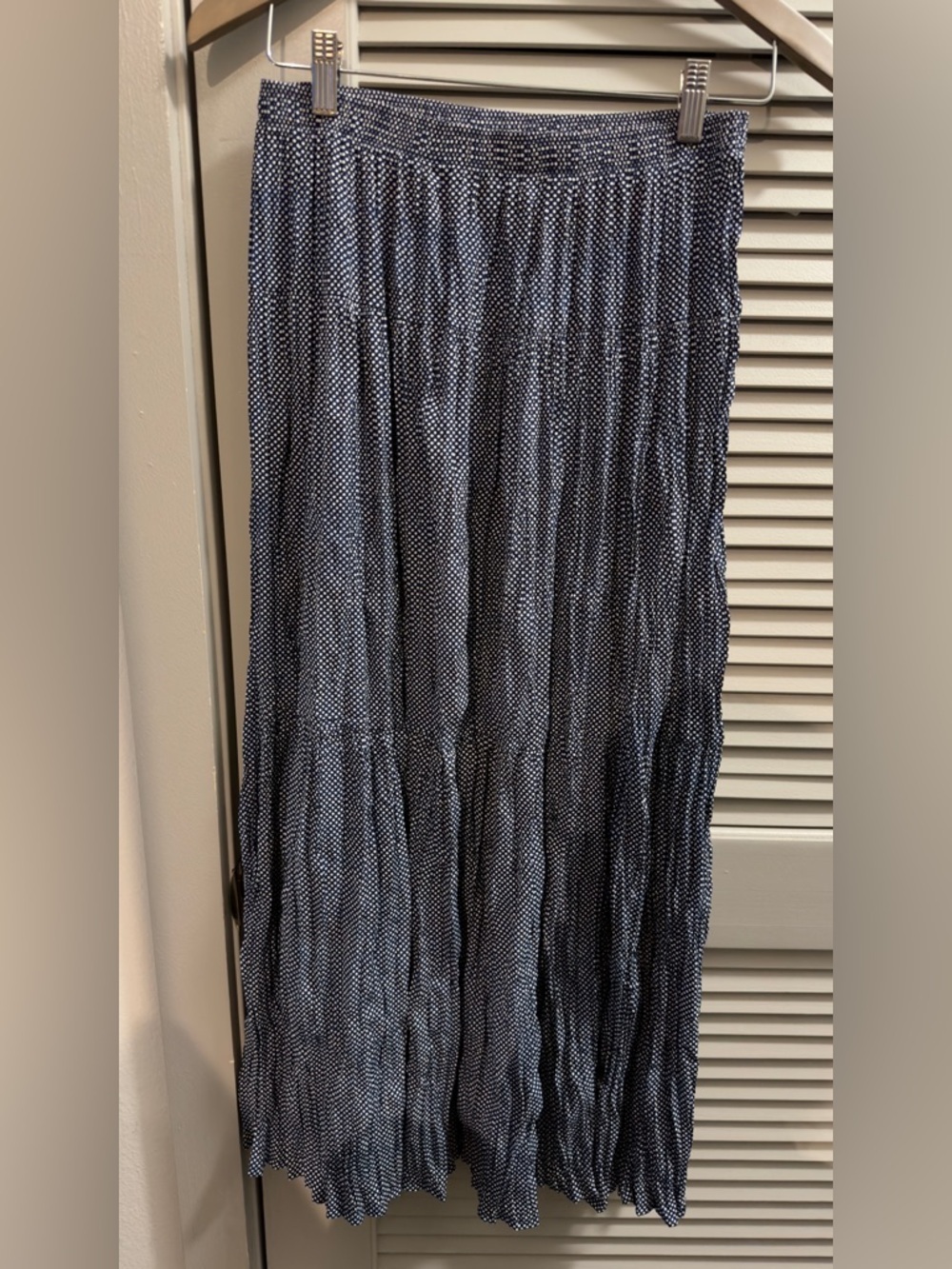 Uniqlo x Ines de la Fressange Polka Dot Maxi Skirt Small Navy White Pleated